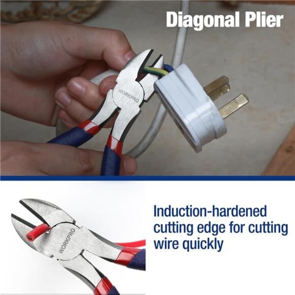 Workpro Pliers Set with Groove Joint, Long Nose, Slip Joint - Picture 7 of 8